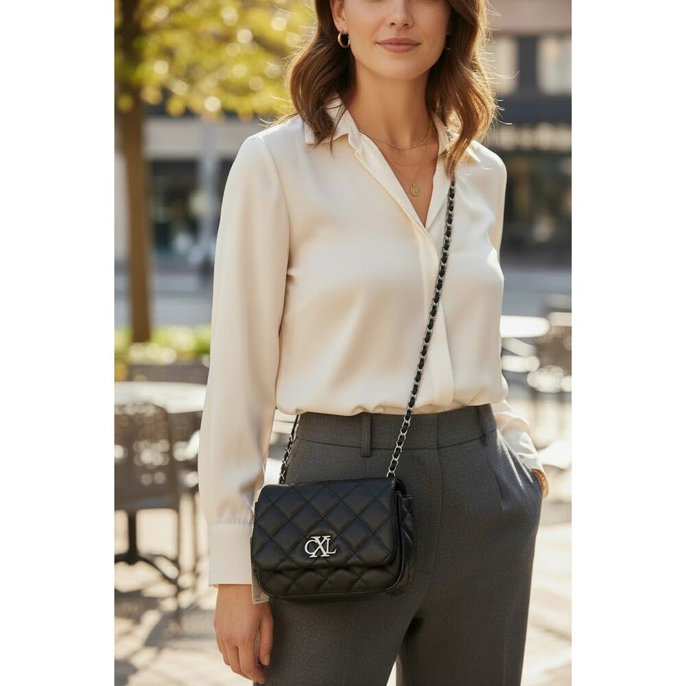 Christian Lacroix CXL Valo Quilted Chain Shoulder Bag Black NWT